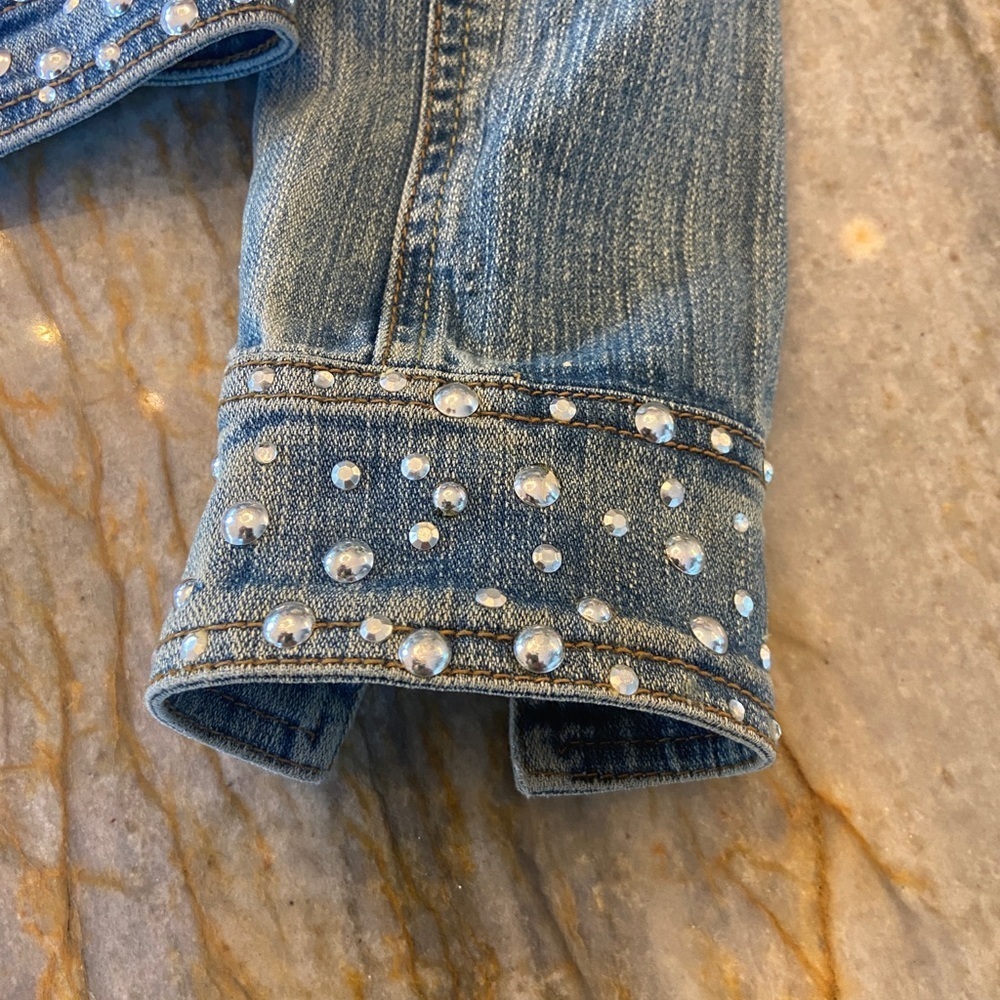 Jou Jou Stylish Blue Denim Kids Jacket with Stud Accents, Size M Kids - Picture 6 of 9